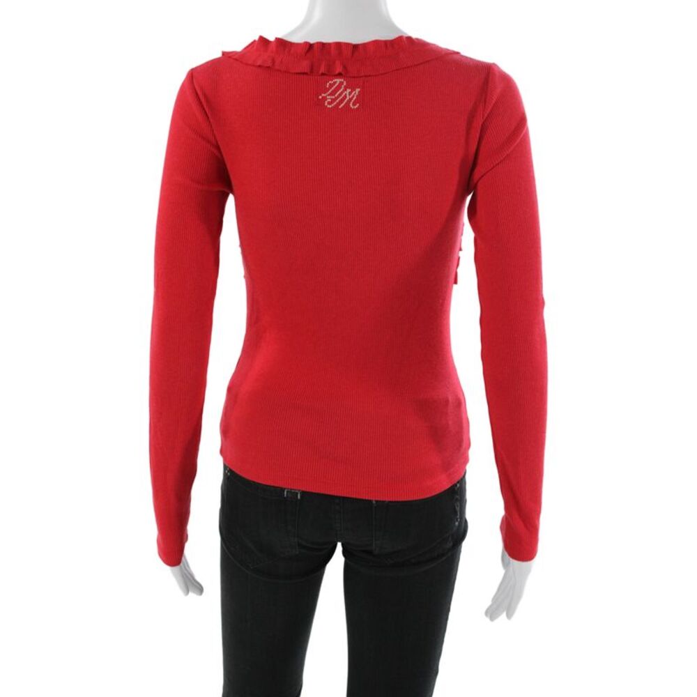 Damson Madder Womens Red Scoop Neck Long Sleeve Cardigan Solid Modal Size 6 - Picture 3 of 6